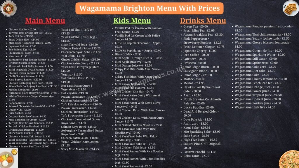 Wagamama Brighton Menu