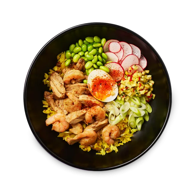Chicken + Prawn Turmeric Rice Bowl