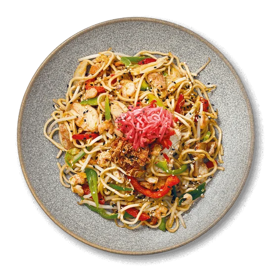 Chicken + Prawn Yaki Soba